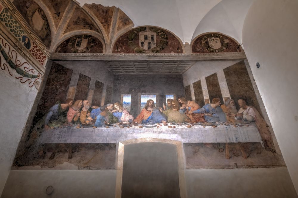 Beeindruckendes Wandgemälde von Da Vinci mit Jesu und 12 Aposteln