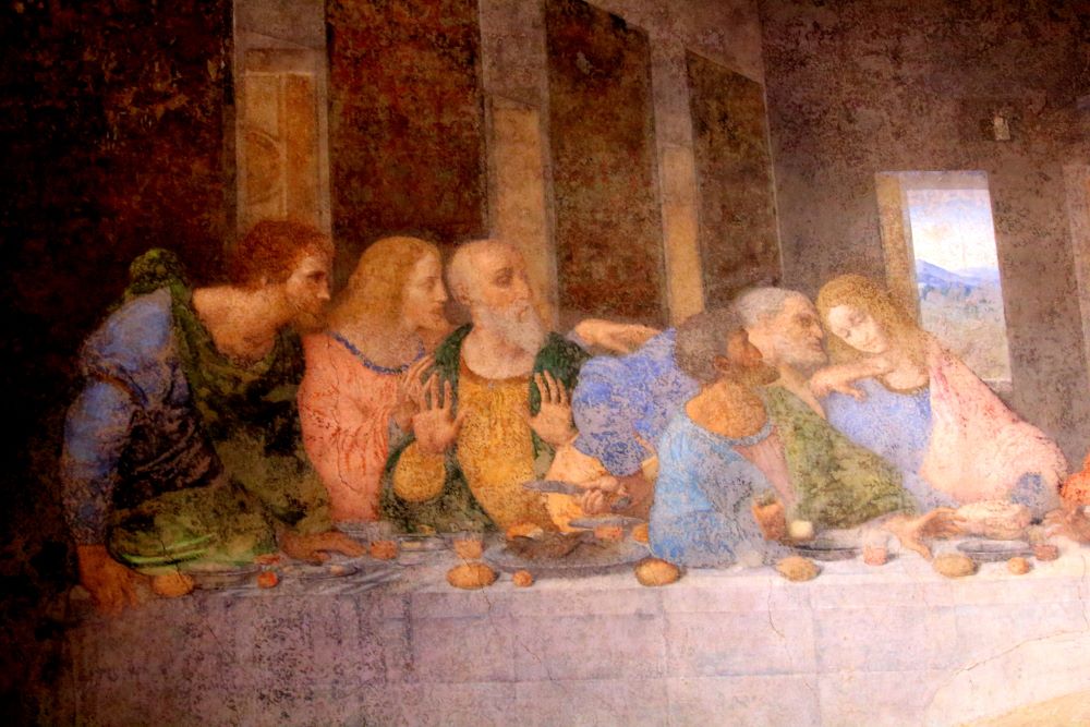 Linker Ausschnitt des Freskos Letztes Abendmahl von Da Vinci