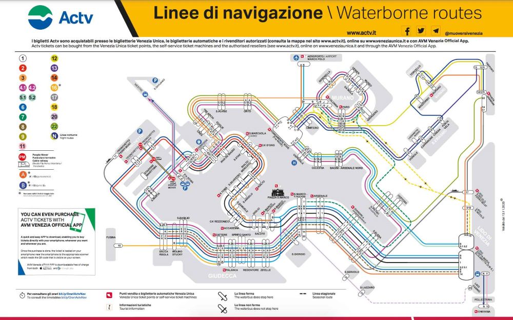Vaporetto Streckenplan Route in Venedig s