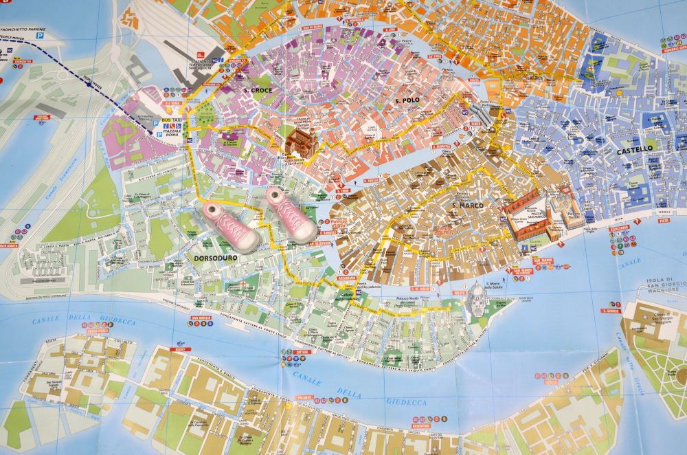 Ganz links oben auf der Karte geht es nach Venedig Mestre wo man günstige Hotels findet